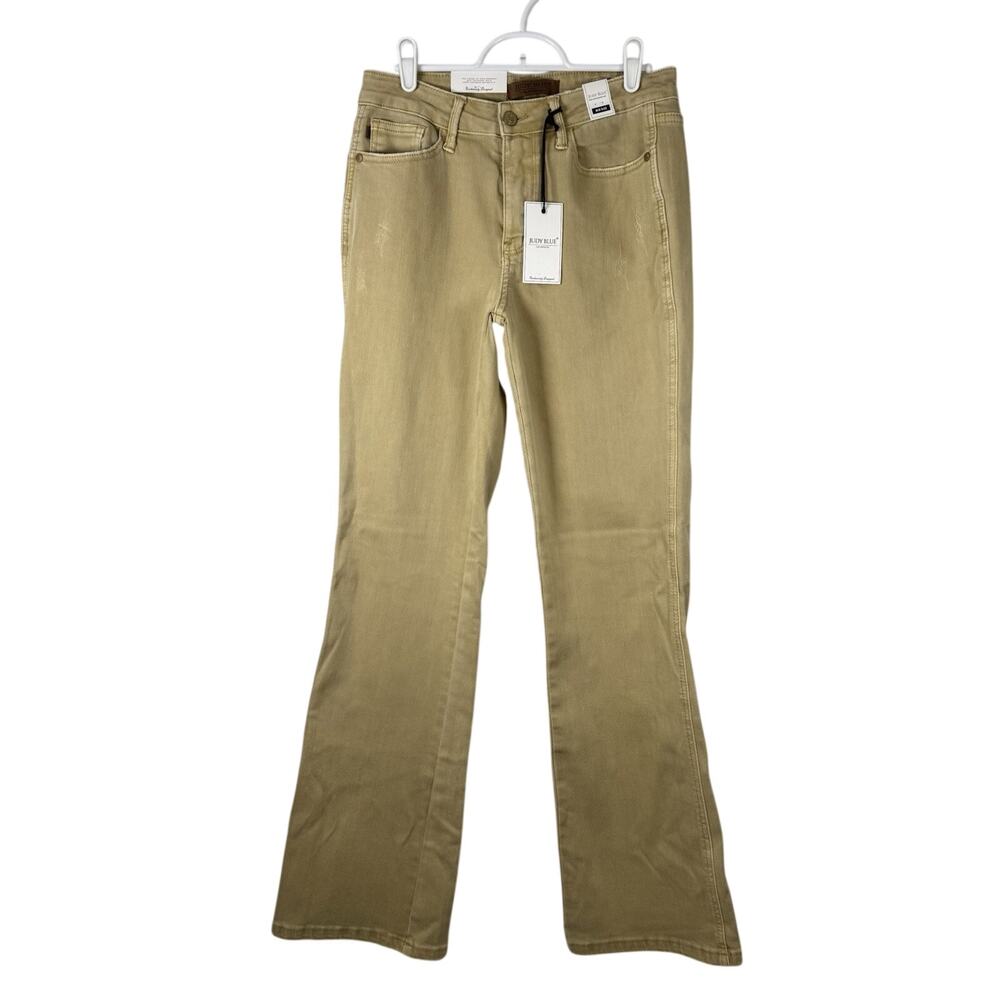 Judy Blue Slim Bootcut Jeans Womens 7/28 Garment Dyed Khaki Tan Stretch Mid